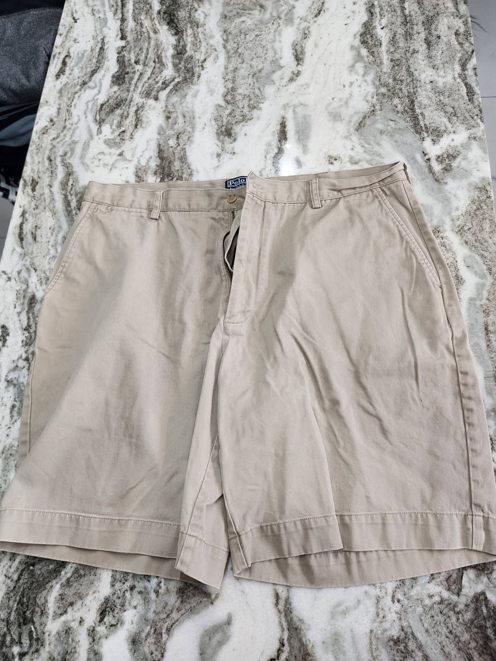 Polo by Ralph Lauren Men's Khaki Flat-Front Cotton Shorts